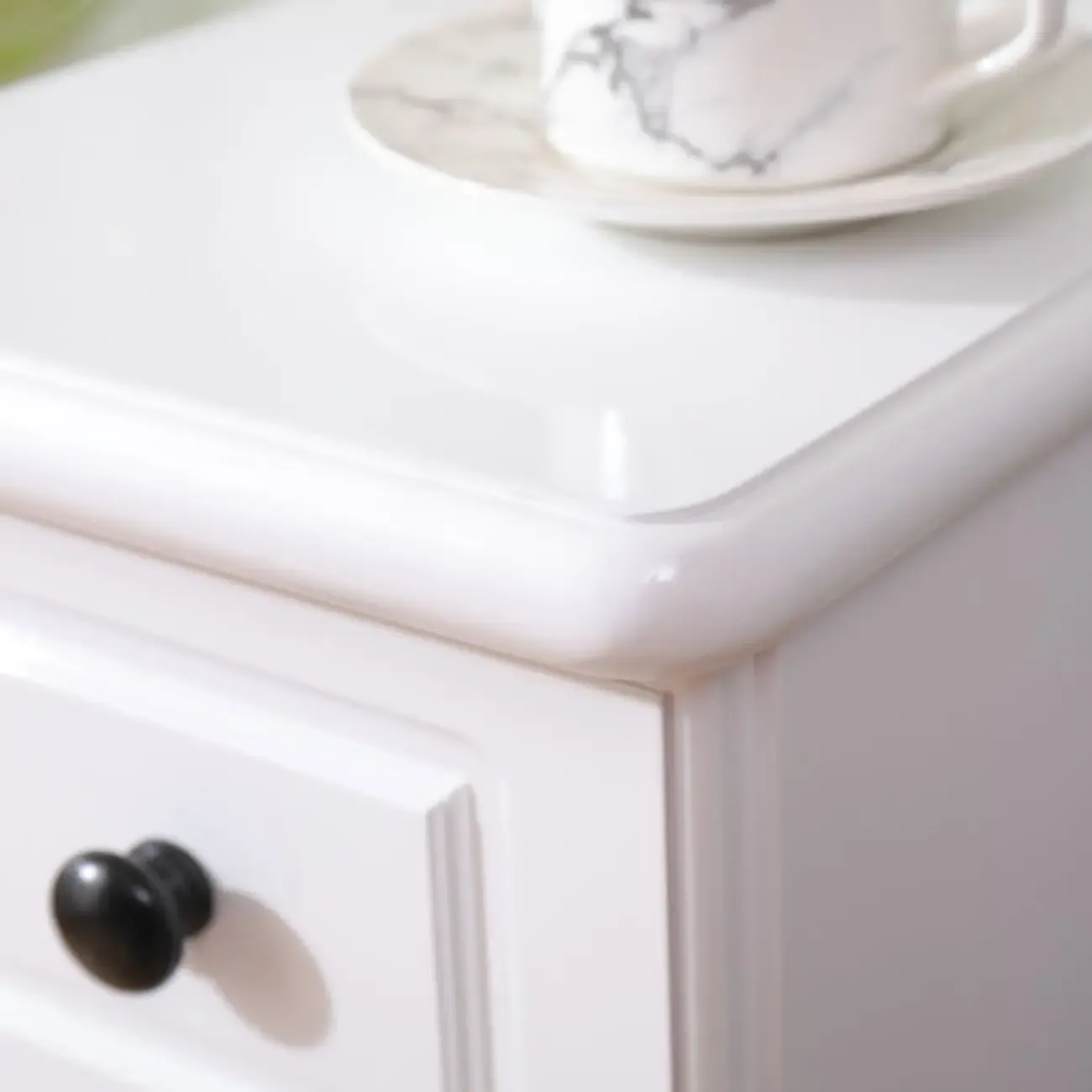 Art Deco Wood Top 3 Drawer Nightstand with Legs