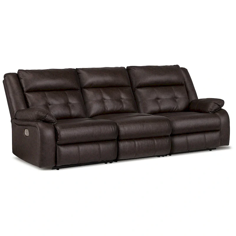 Signature Design by Ashley Punch Up Dark Brown 3-Piece Power Reclining Sectional Sofa - 112W x 39D x 41H
