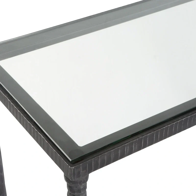 Iron & Glass Console Table - 63W x 30H x 14D