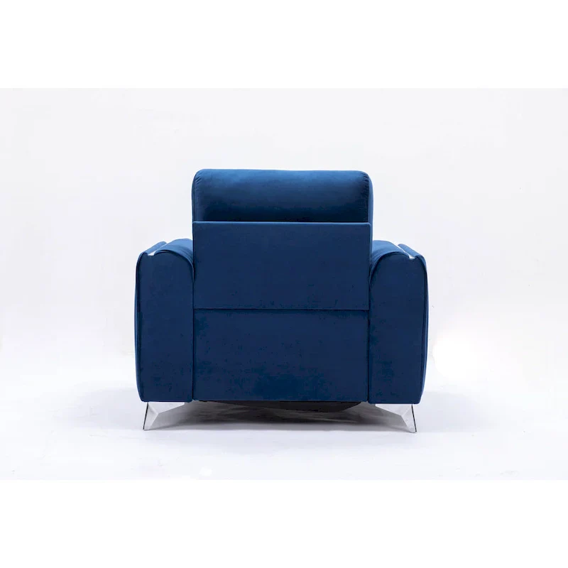 Blue 38 Modern Velvet Accent Chair with Polished Chrome Trim Legs
