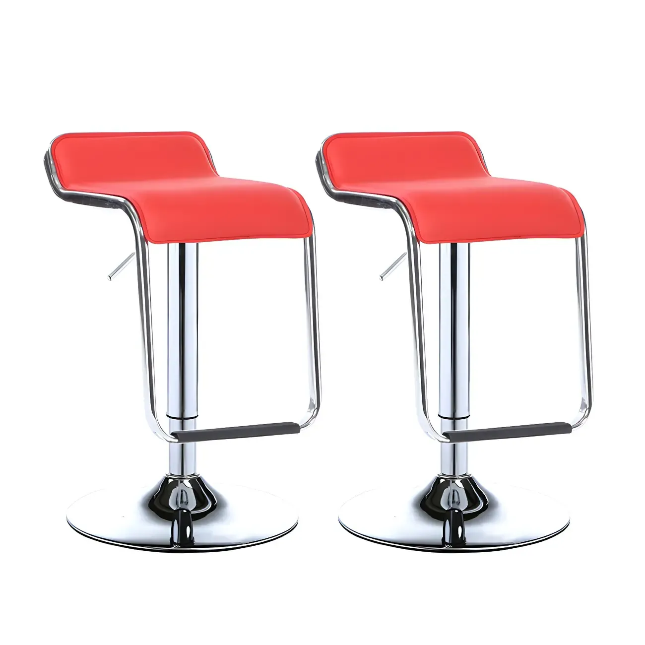 Modern Pedestal Swivel Bar Stool Adjustable Height Low Back Faux Leather