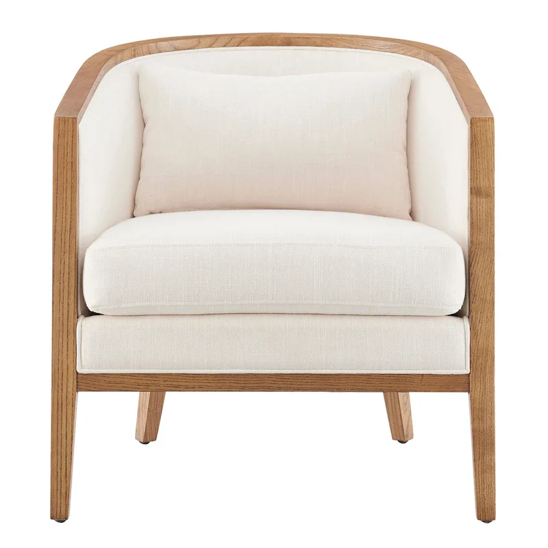 Tillman Linen Accent Arm Chair with Rattan