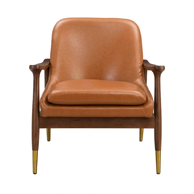Brown 29.2 Faux Leather Lounge Chair with Tapered Legs