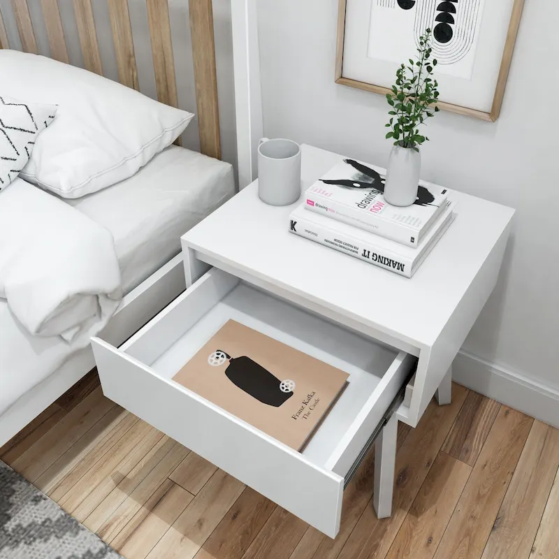 Plank and Beam Scandinavian Nightstand with 1 Drawer