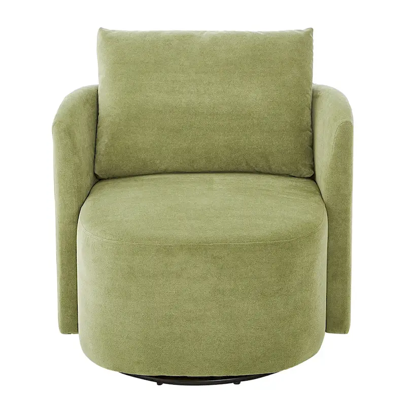 360 Swivel Chair, 29.9 Accent Barrel Armchair, Upholstered Swivel Sofa Chair with Curved Design