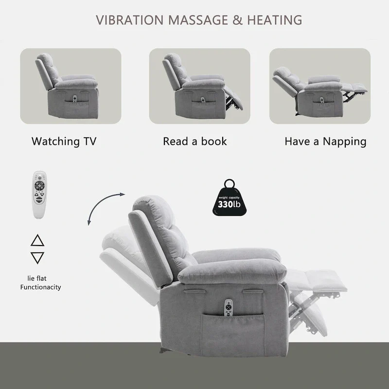 Power Recliner Chair With Adjustable Massage Function