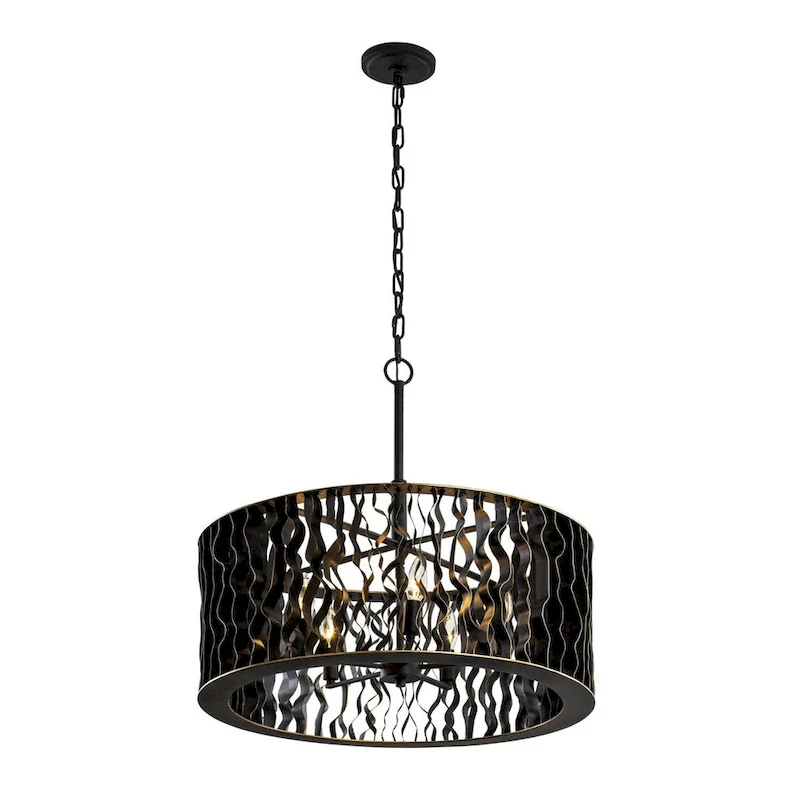 Estela 5-Light Pendant - Matte Black/French Gold