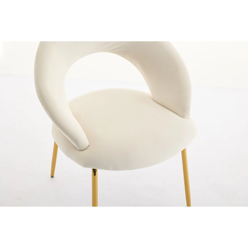 Velvet Dining Accent Chairs with Curved Backrest and Gold Metal Legs - 250lb Capacity