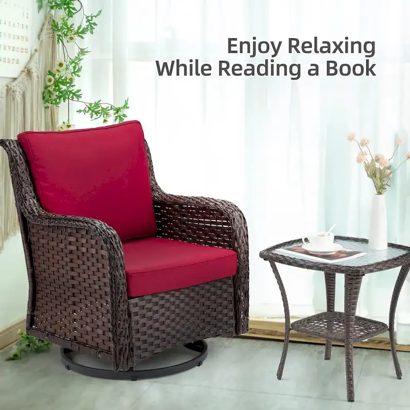 3 Pieces Rocking Wicker Bistro Set