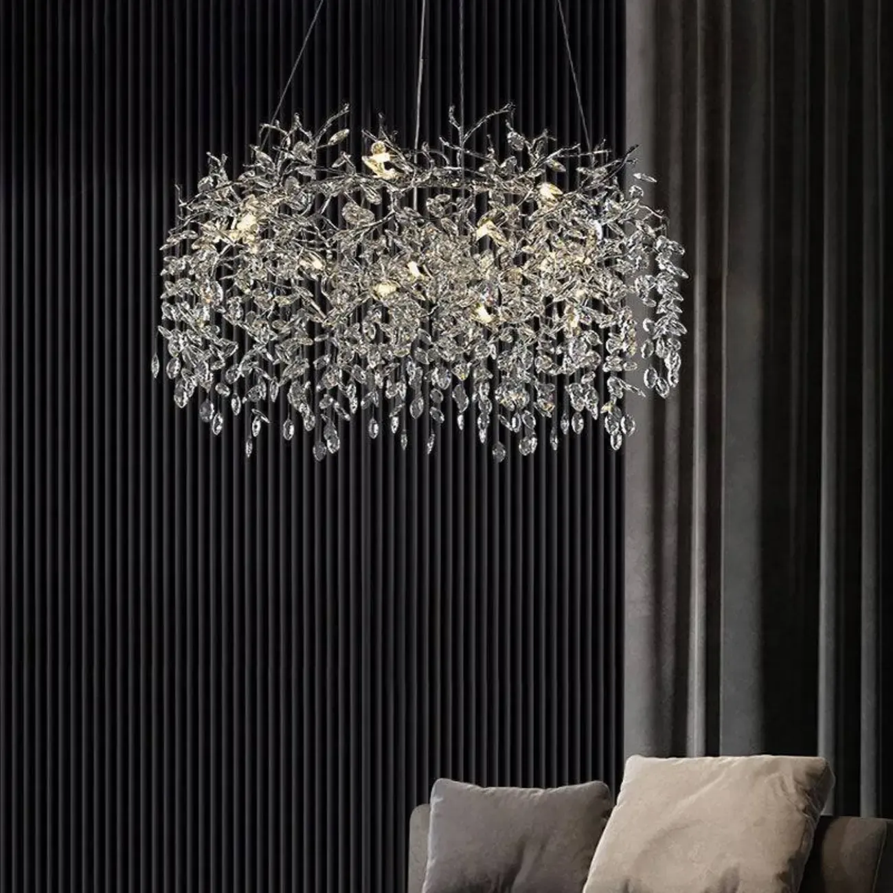Modern Gold Branch Hoop Elegant Crystal Chandelier