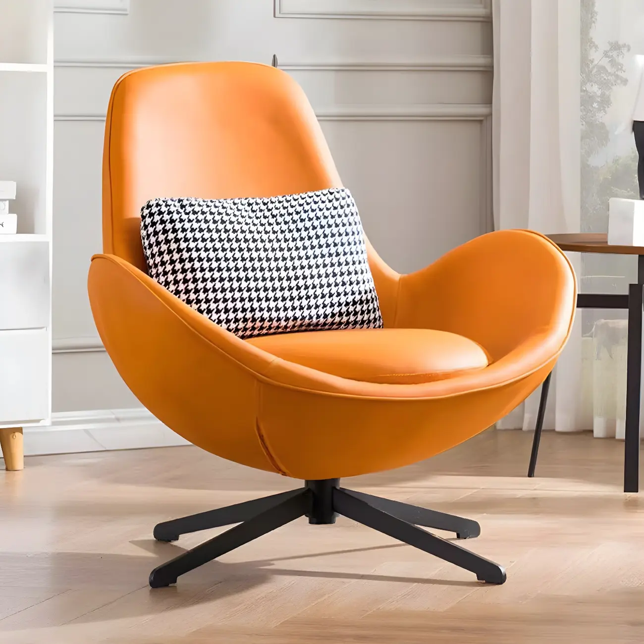 Modern Leather Accent Lounge Chair with Arms