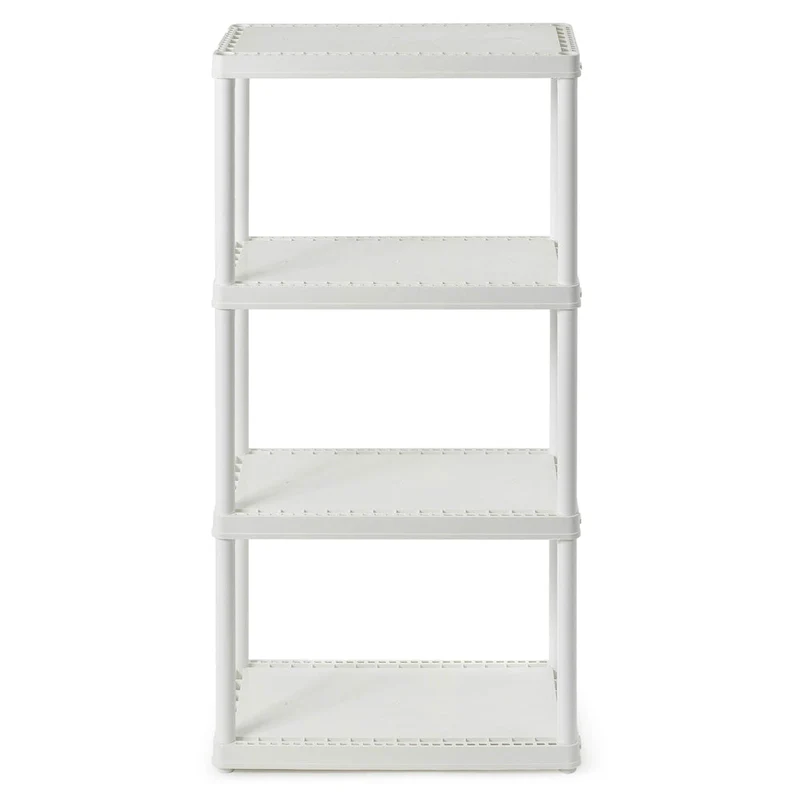 Gracious Living 4 Shelf Fixed Height Solid Light Duty Home Storage Unit, White - 1 Pack