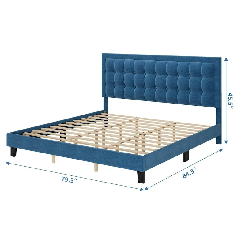 Adjustable Bed Frame with Upholstered Button Tufted Headboard