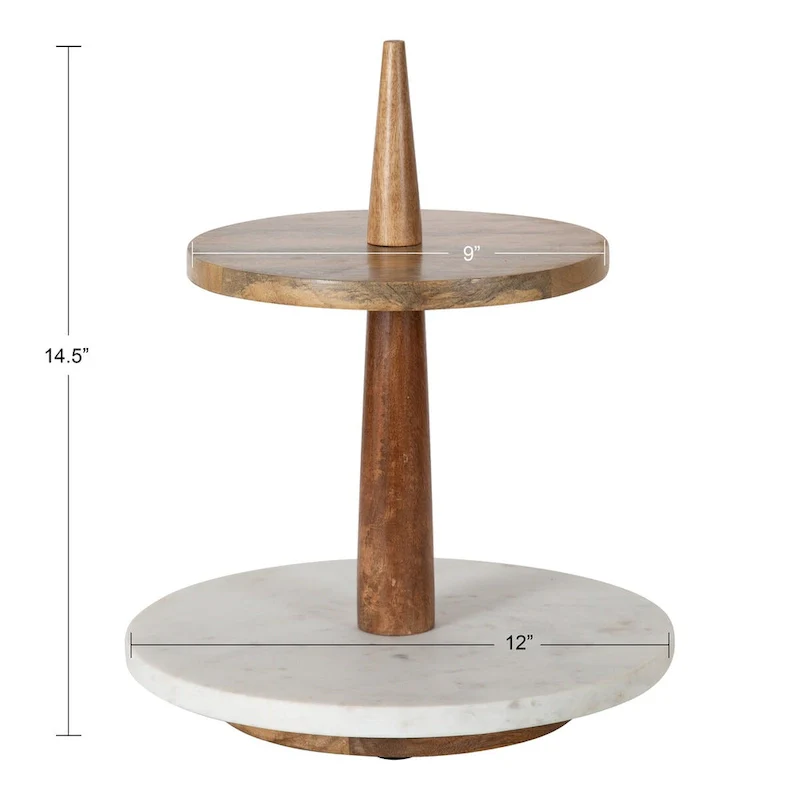 Kate and Laurel Praxis Wood Tiered Tray