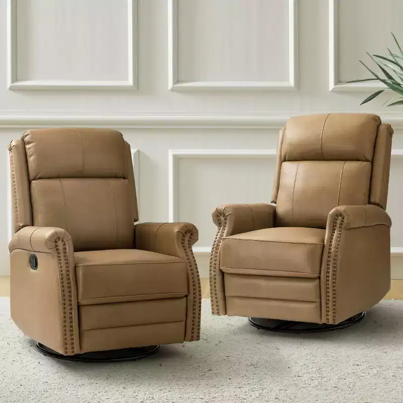 Irene 30.5 Wide Genuine Leather Manual Recliner with Rolled Arms Set of 2| ART OF LIVING DESIGNS