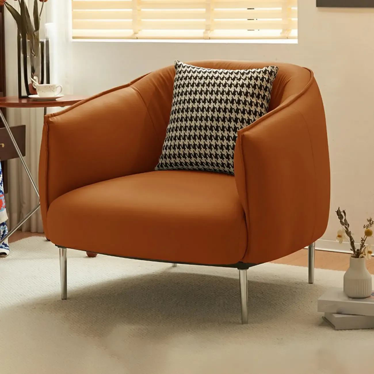 Modern Black Leather Lounge Chair Living Room