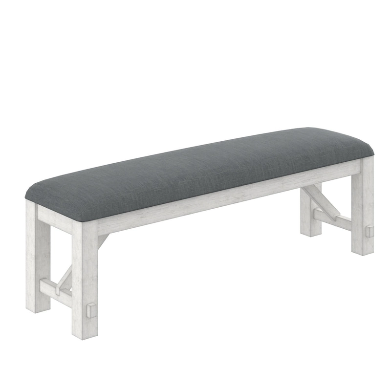 VECELO Dining Table Set with Bench, Solid Wood Rectangular Extendable Dining Table & 4 Solid Wood Dining Chairs