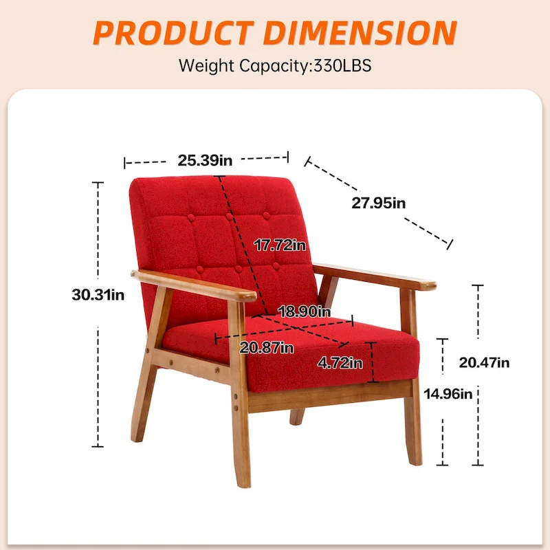 Linen/PU Upholstered Tufted Living Room/Bedroom Accent Chair With Wood Legs