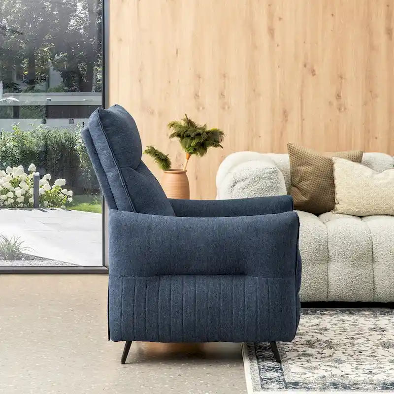 Glitzhome 41H Fabric Push Back Recliner With Ergonomic Segmented Back