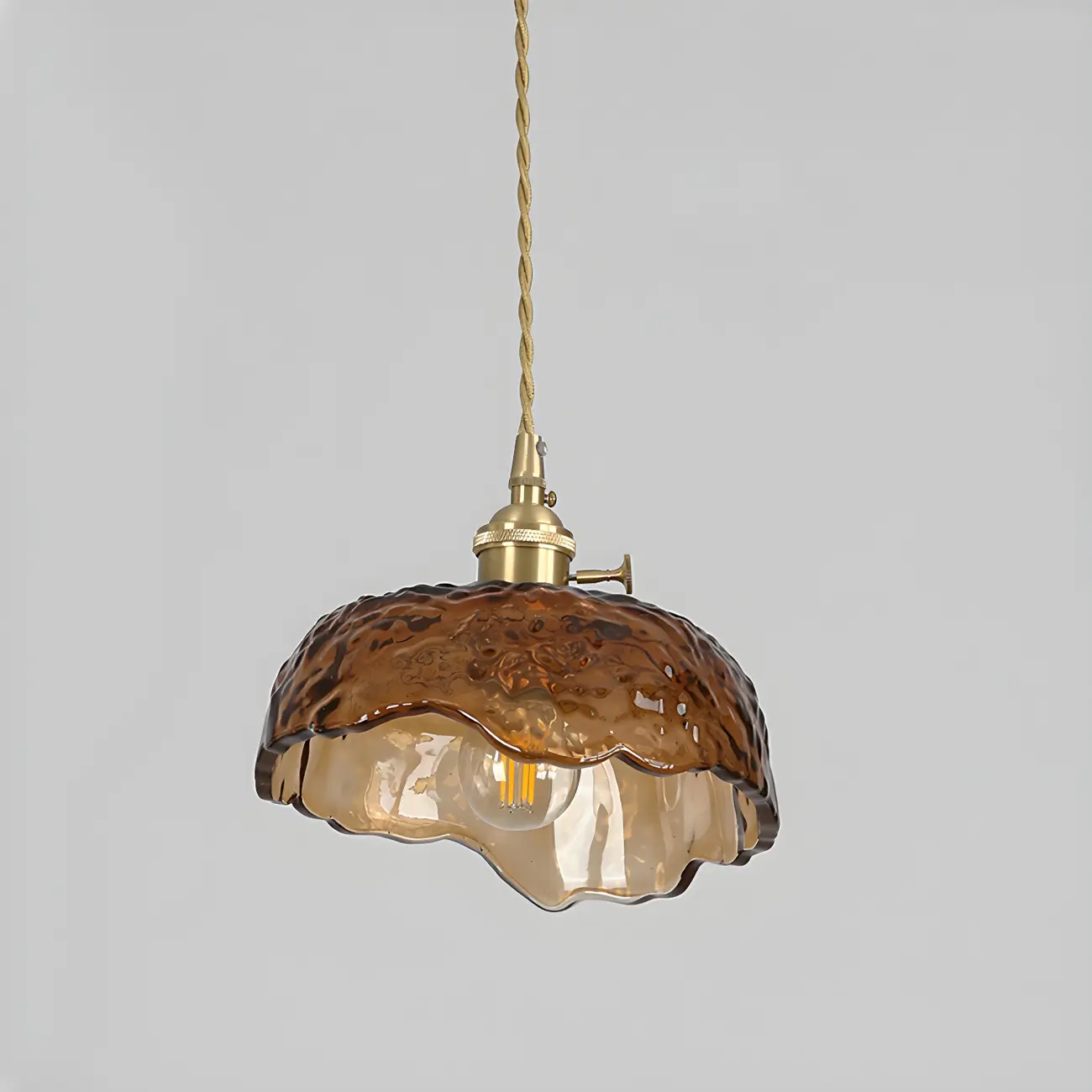 Adjustable Amber Glass Geometric Kitchen Pendant Lighting