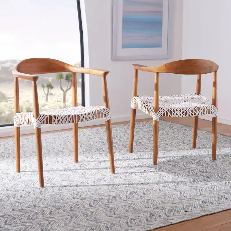 SAFAVIEH Therese Leather Woven Accent Chair - 25 W x 20.9 L x 30.9 H - 25Wx21Dx31H