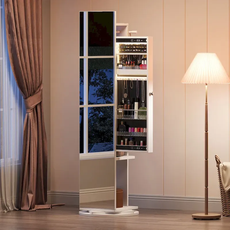 Moasis 66H Full Length Mirror Jewelry Armoire Lockable Standing Cabinet