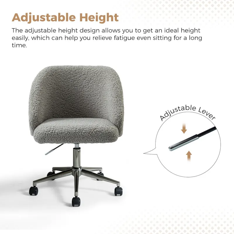 Joah Modern Boucle 360 Swivel Height Adjustable Swivel Office Chair with Rolling Wheels by HULALA HOME - N/A