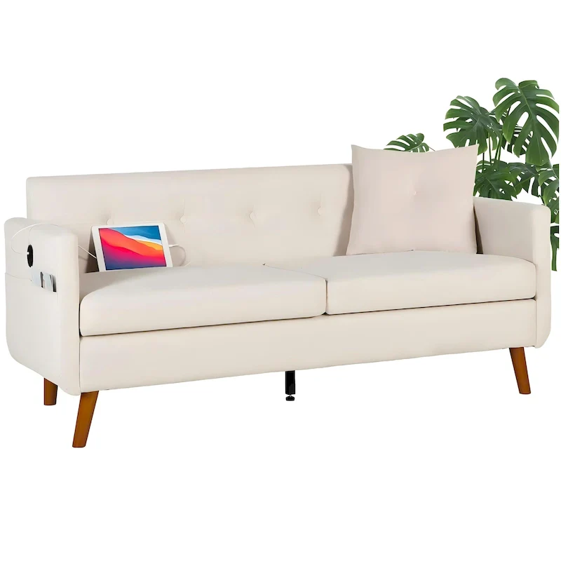 Modern 65 inch Loveseat Sofa w/ 2 USB Charging Ports