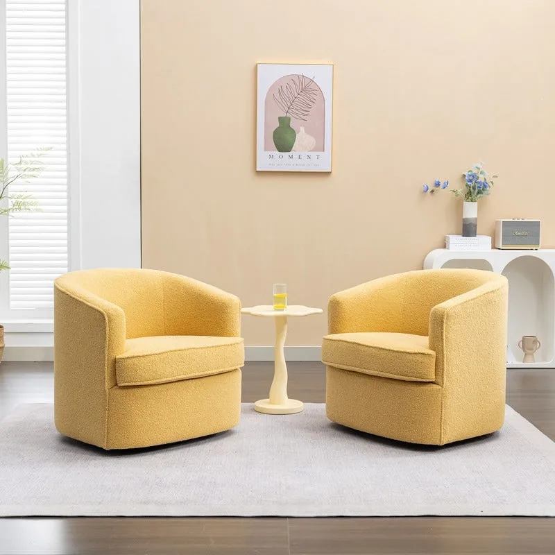 SEYNAR Modern Boucle Upholstered 360 Degree Swivel Accent Club Chair Set of 2