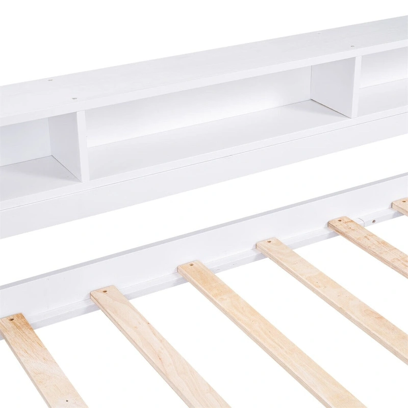 Merax Twin XL Wood Daybed with 2 Trundles, 3 Storage Cubbies, 1 Light for Free and USB Charging Design