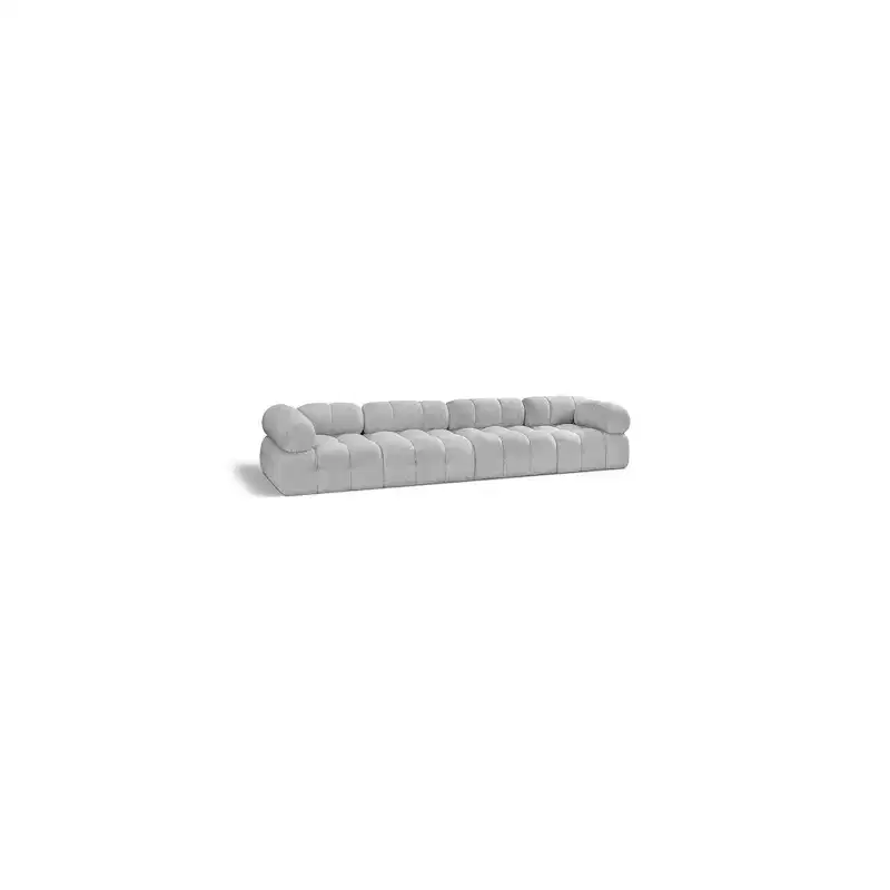 Gray Boucle Upholstered Modular Sofa, Seats 1