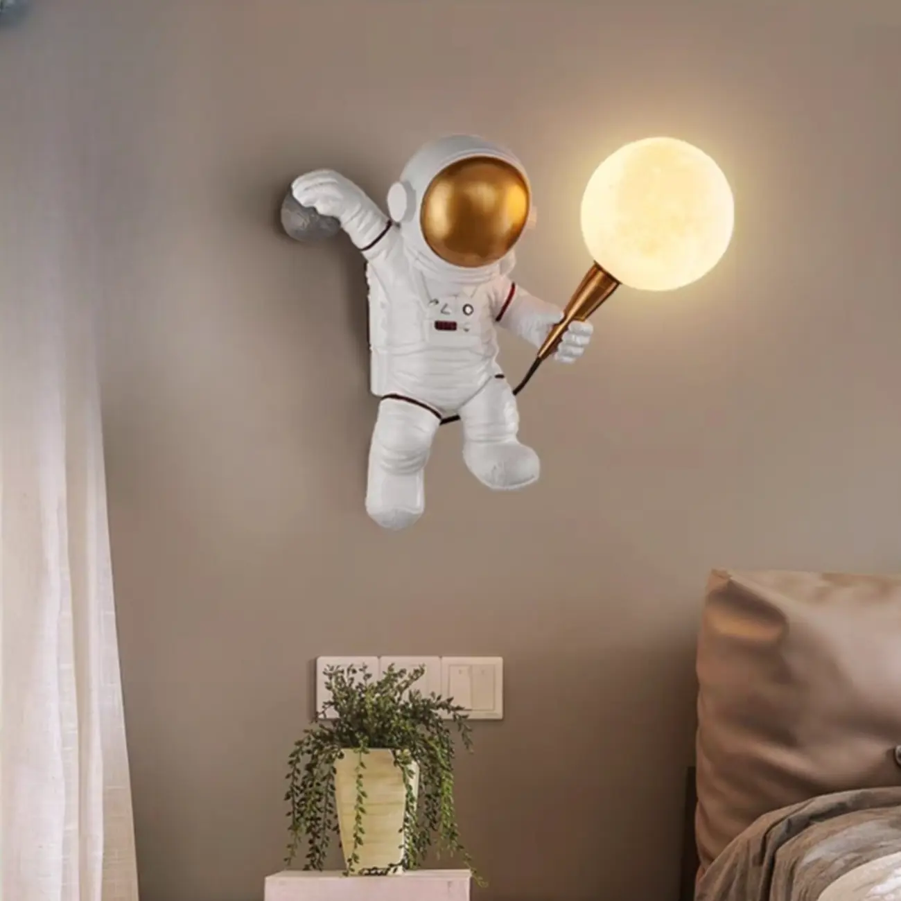 Astronaut Figure LED Wall Sconce for Kids Room Decor