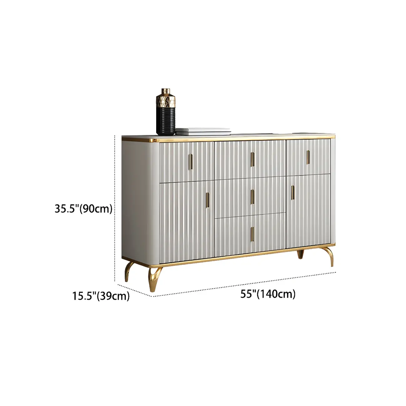 Elegant Gray Wooden Dressers & Chests with Gold Handles