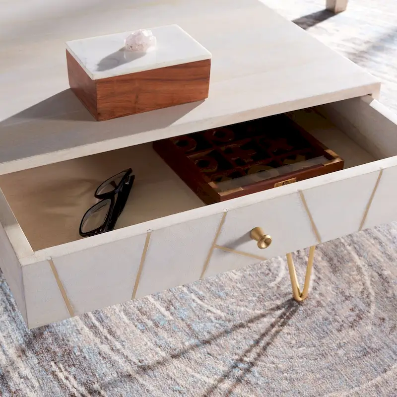 SAFAVIEH Nilgun 1-Drawer 1-Shelf Living Room Coffee Table - 43 W x 21.6 L x 16 H - 43Wx22Dx16H