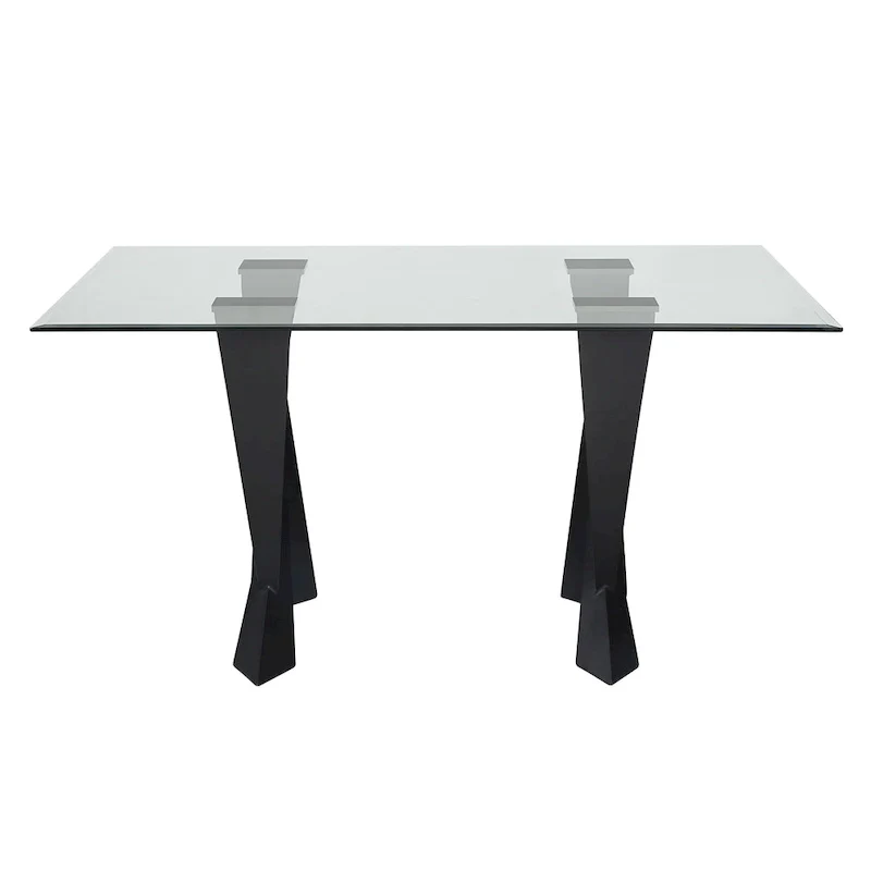 Modern Black 58-inch Glass Top Dining Table