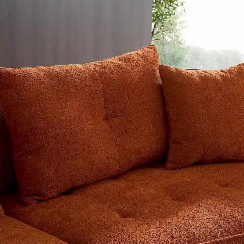 Sectional Sofa With Removable Pillows,Durable Fabric,Solid Wood Frame