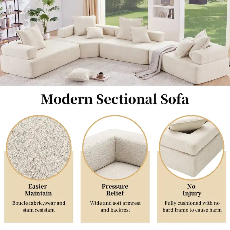 DIY Customization Boucle Upholstered Modular Sectional Sofa