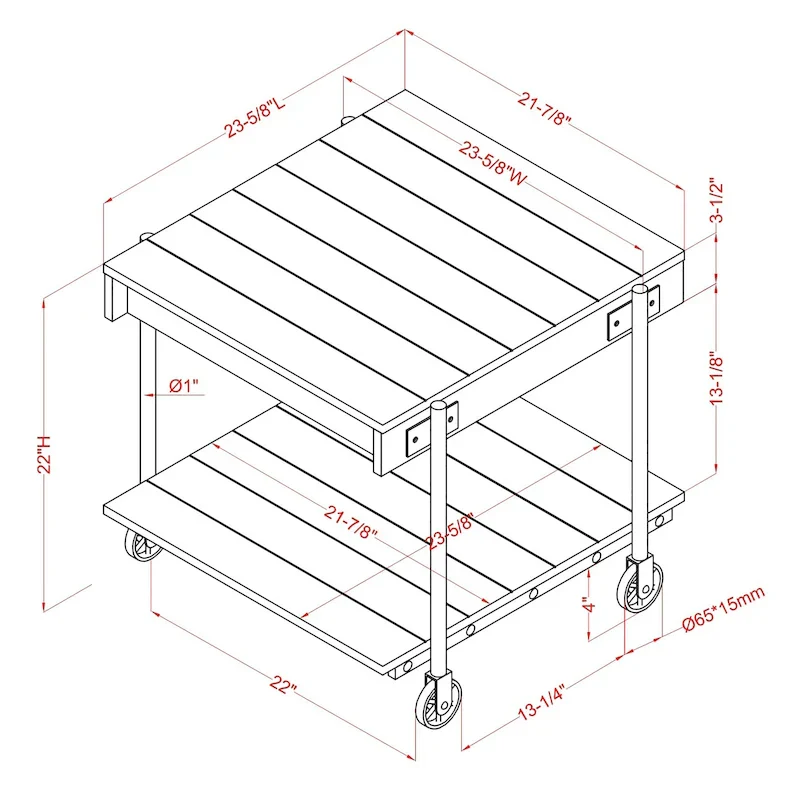 24-inch Steel 1-Shelf End Table