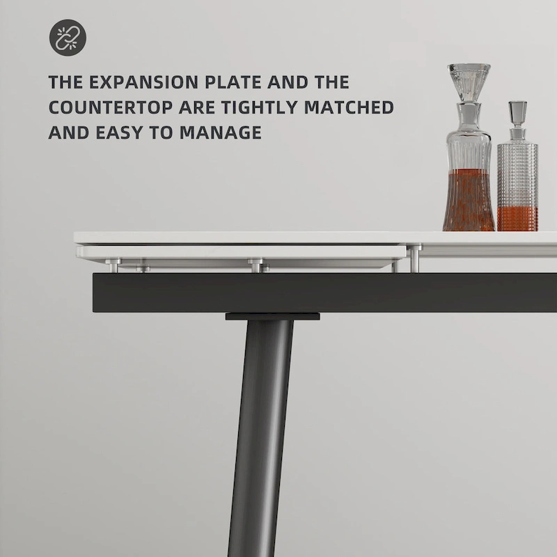 9 Piece 62.9 inch to 94.4 inch Extendable Dining Table Set with Sintered Stone Top 8 Chairs