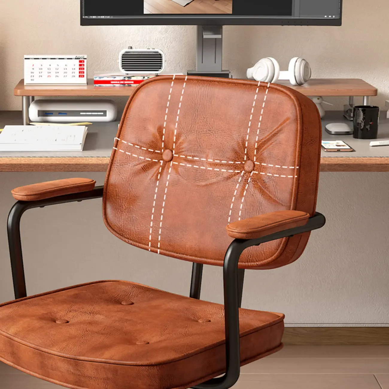 Adjustable Button-Tufted Upholstered Ergonomic Office Chair