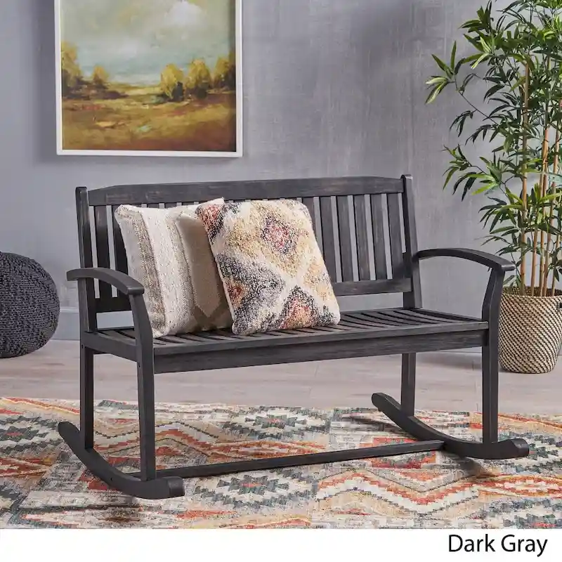 Amina Acacia Wood Patio Glider by Christopher Knight Home