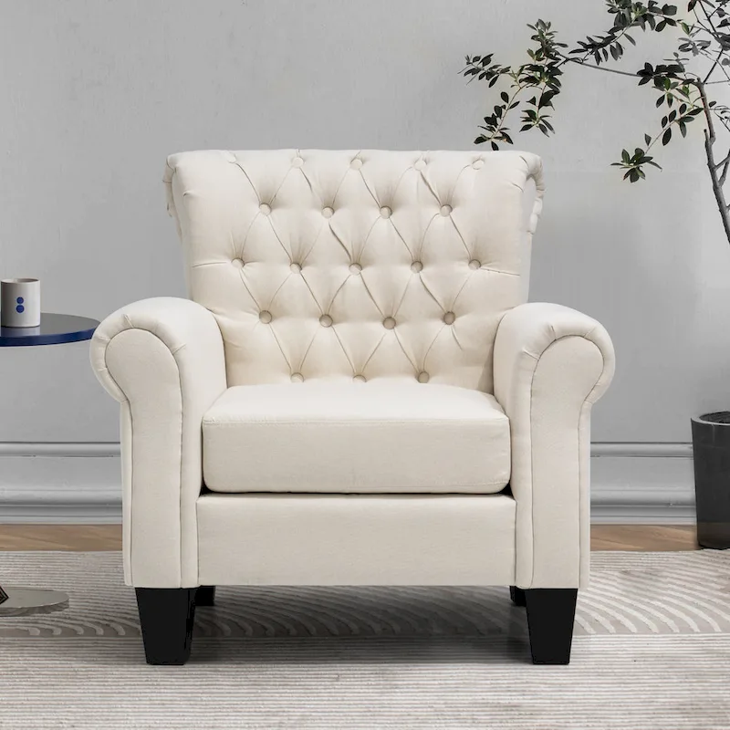 Accent Club Chair Comfortable Single Sofa Chair Indoor Seating with Arms & Padded Seat