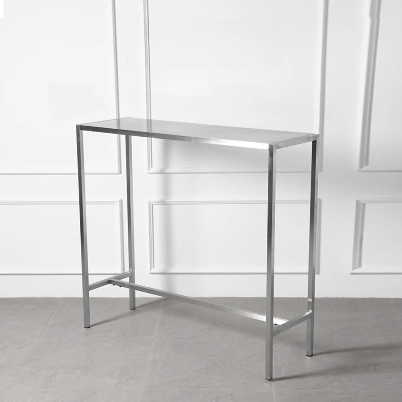 Industrial Silver Stainless Steel Bar Table