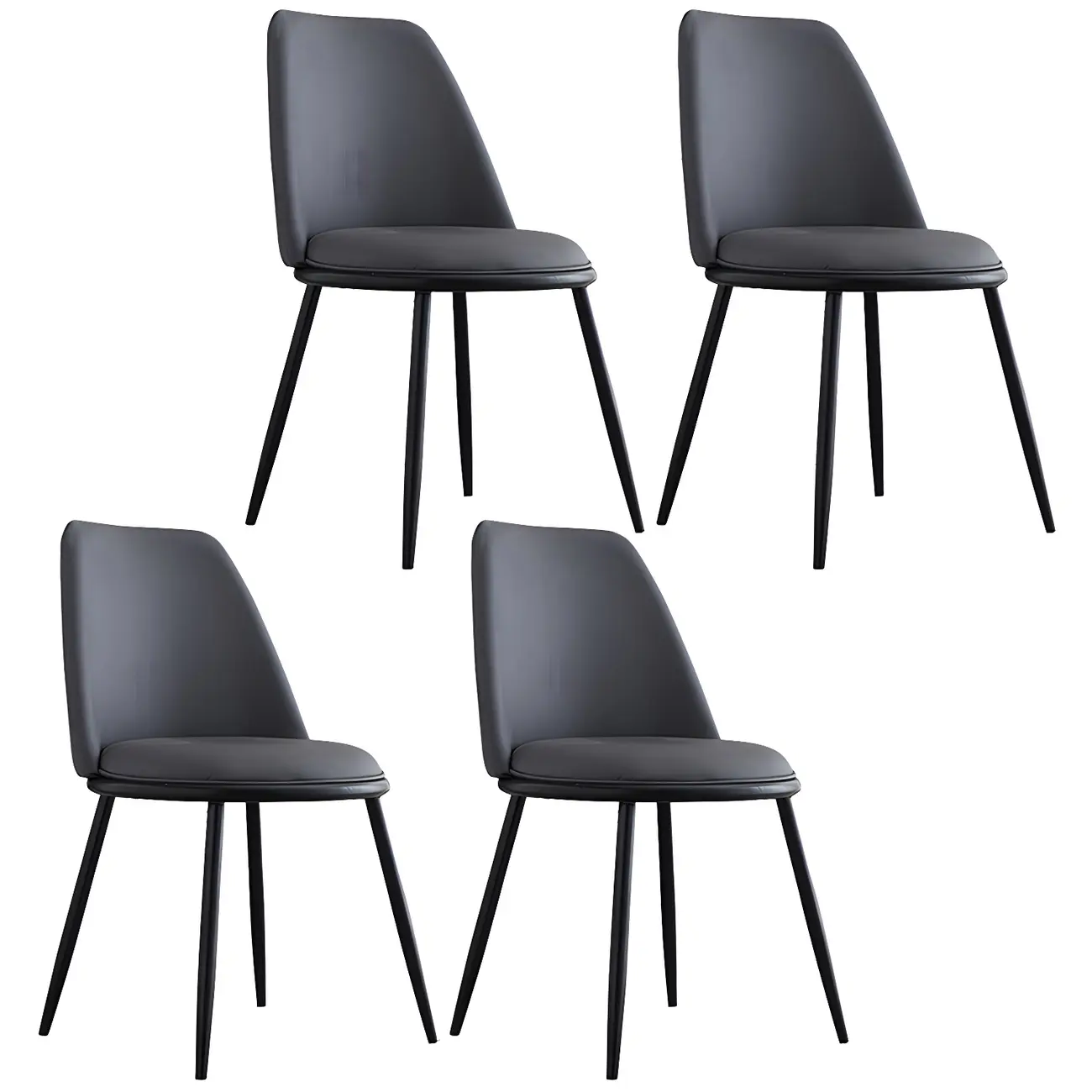 Glam Scandinavian Leather Armless Dining Chairs Metal Frame