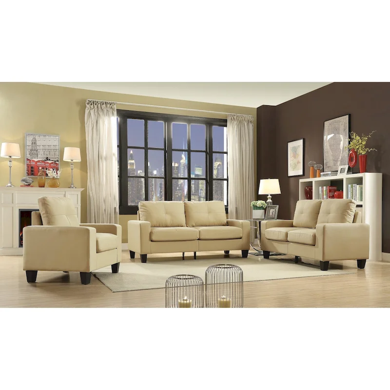 Newbury 58 in. W Flared Arm Faux Leather Straight Sofa - 32 L x 58 W x 36 H