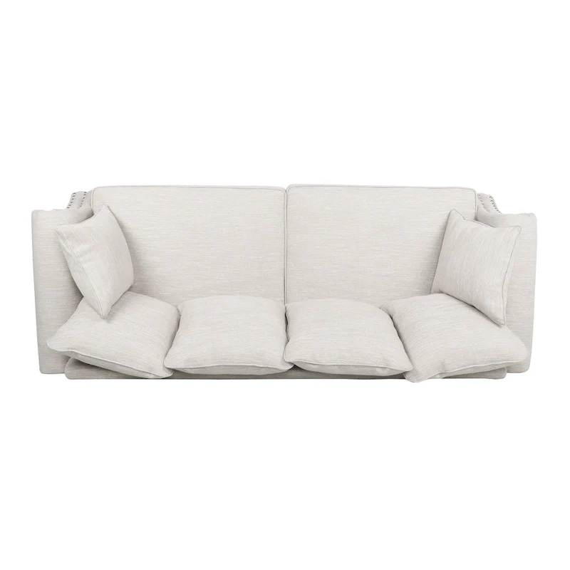 Manbow Fabric Pillowback 3 Seater Sofa with Nailhead Trim by Christopher Knight Home