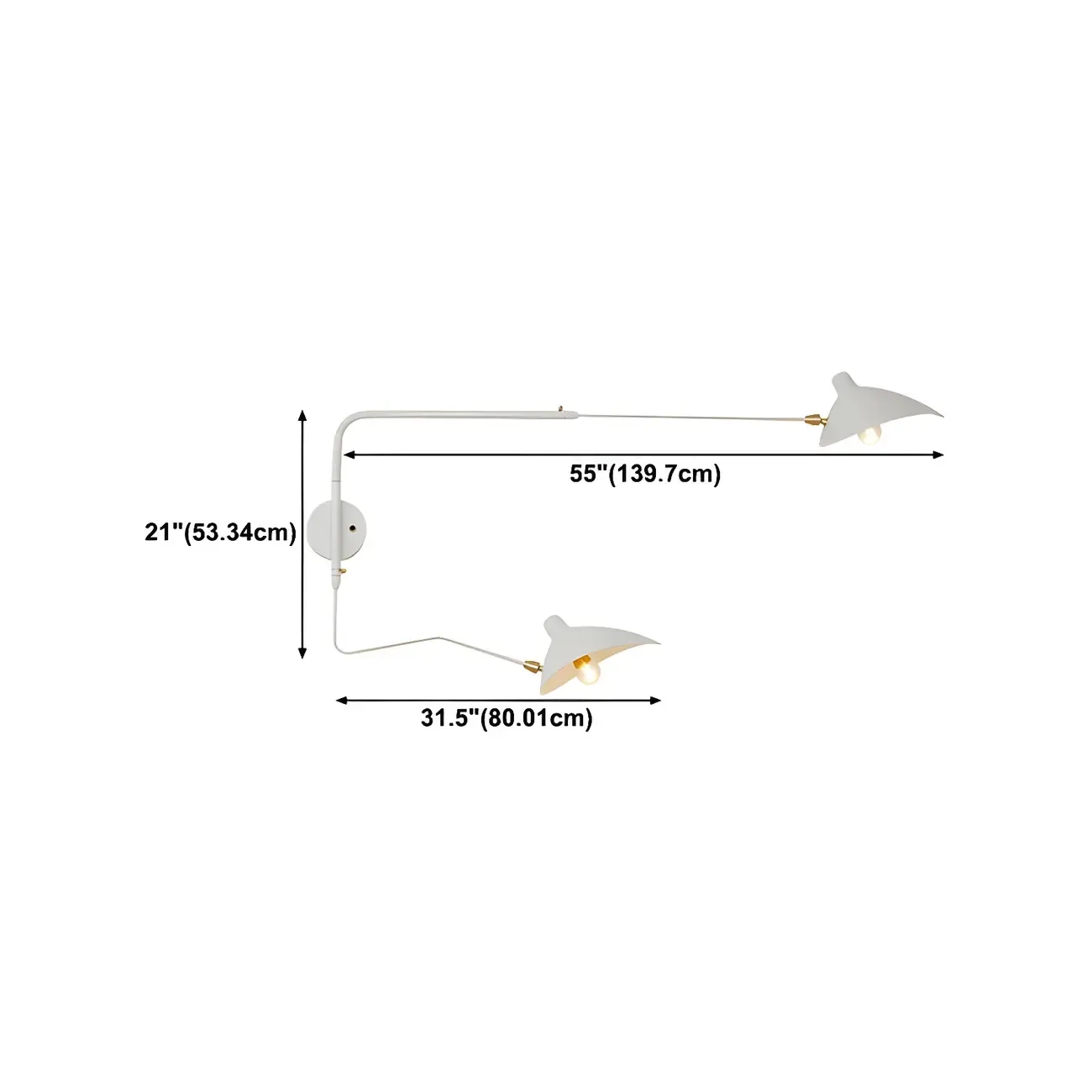 Modern 2-Light White Dual-Arm Swing Arm Wall Light
