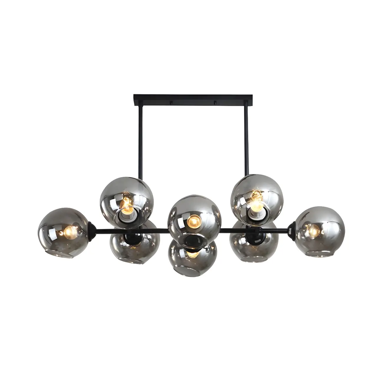 Colonial Black Glass Globe Island Pendant Light
