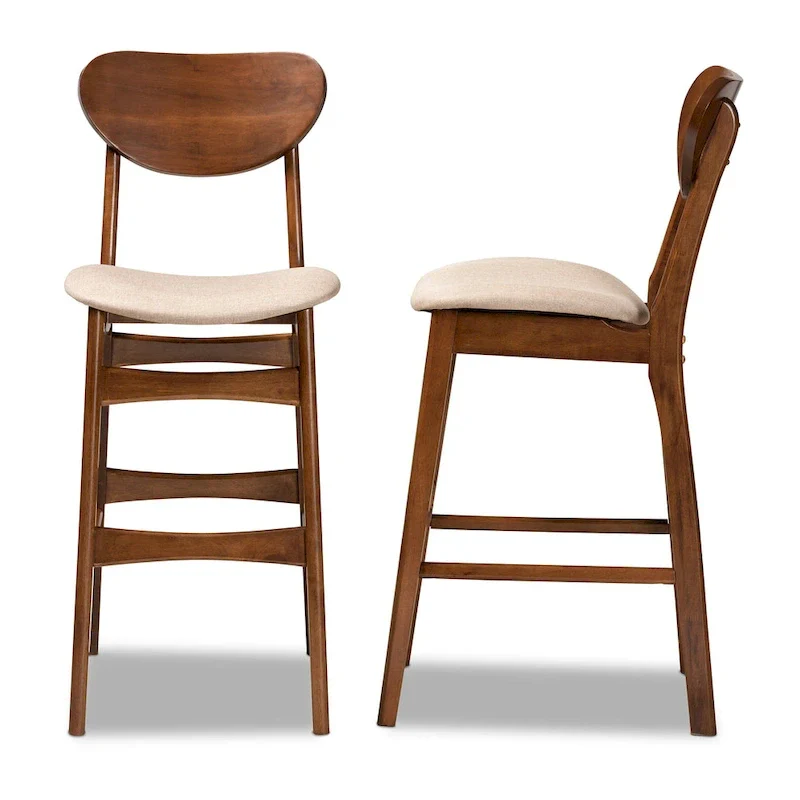 Katya Mid-Century Modern 2-Piece Bar Stool Set