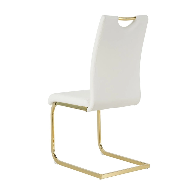 Set of 4 Modern Faux Leather Padded Seat Dining Chairs with gold Metal Legs